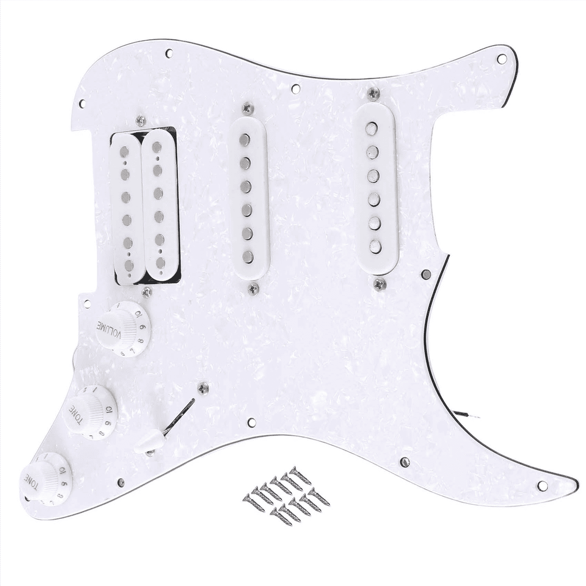 SQ Electric Guitar Loaded Prewired Electric Guitar Pickguard Pickup Assembly White Pearl,1 * Prewired Pickguard Set,White