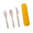 thumbnail image 1 of 4 Set Wheat Straw Cutlery Portable Travel Utensils Set with Case Knife Fork Spoons Tableware Set Nordic Blue Green Yellow Blue, 1 of 9