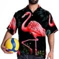 thumbnail image 4 of Flamingo Tropical Rainforest Men's Casual Hawaiian Shirts, Printed Button Down Short Sleeve Summer Beach Tops with Spread Collar - Unisex, 4 of 6