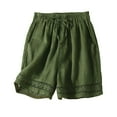 thumbnail image 3 of MKLEKYY Pantalones Cortos de Mezclilla para Mujer, Pantalones Cortos de Lino Fino de Verano para Mujer, Pantalones Casuales de Cintura Elástica con Encaje Hueco Retro para Mujer, 3 of 4