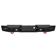 Vijay Compatible with 1999-2000-2001-2002-2003-2004-2005-2006 Chevrolet Silverado 2500/3500 Rear Bumper Textured Black Steel with Lights and D-rings