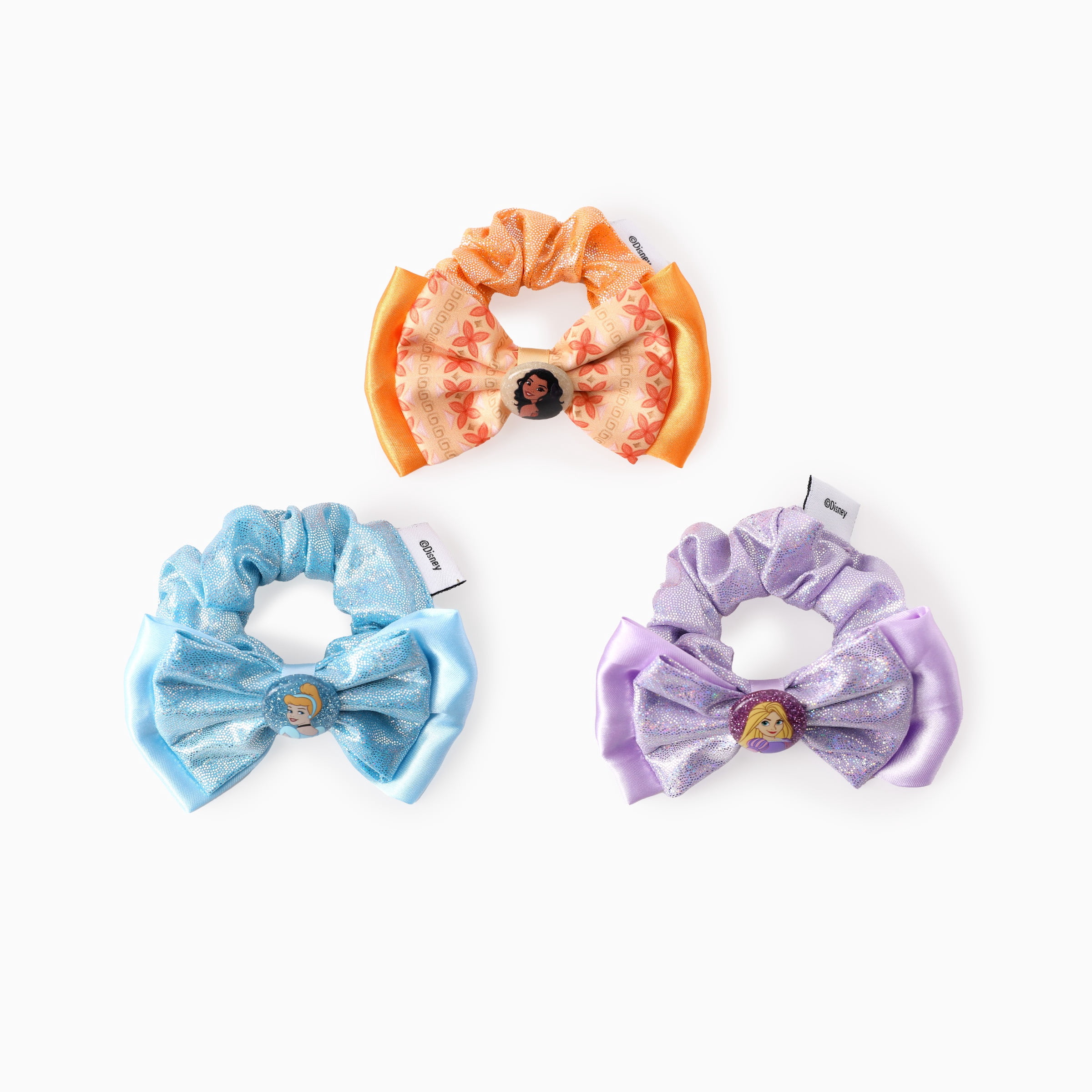Disney Princess Girls Scrunchies 3 Pack Bow Hair Ties Back to School Gift