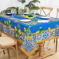 thumbnail image 2 of Rectangle Vintage Lemon Tablecloth 60x104 Inch, Waterproof Polyester Cotton Table Cloth, Tile Flower Pattern Tablecloths for Spring Summer, Fabric Tablecloth for Indoor/Outdoor/Picnic/Party Decor, 2 of 6