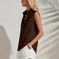 thumbnail image 6 of Noric Women's Cotton Linen Tank Tops Collared Button Up Casual Summer Loose Fit Sleeveless Tops, 6 of 8
