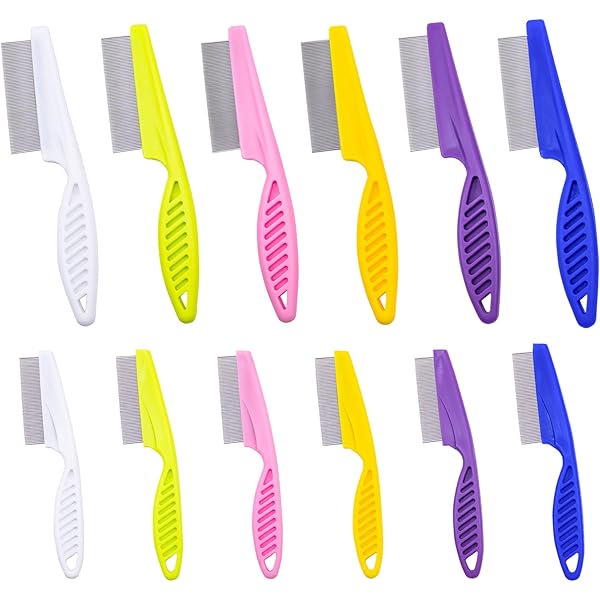 HAYAN 12 Pcs Pet Hair Comb Flea Comb for Dogs Cats Remover Tool with Stainless Steel Teeth Metal Flea Comb for Pet Supplies Remove Tear Stain Knots Crust Mucus (Multicolor)