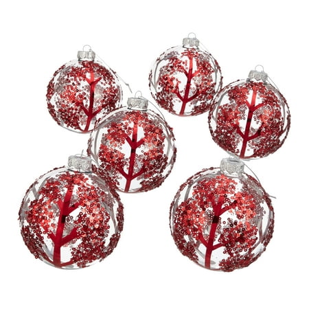 Belham Living Glass Globe Christmas Tree Ornaments, 6