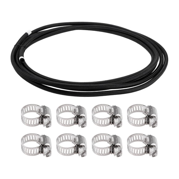 Kit de manguera de combustible Unique Bargains de 19.68 pies, manguera de vacío automotriz con 8 abrazaderas, negra, 1/8"