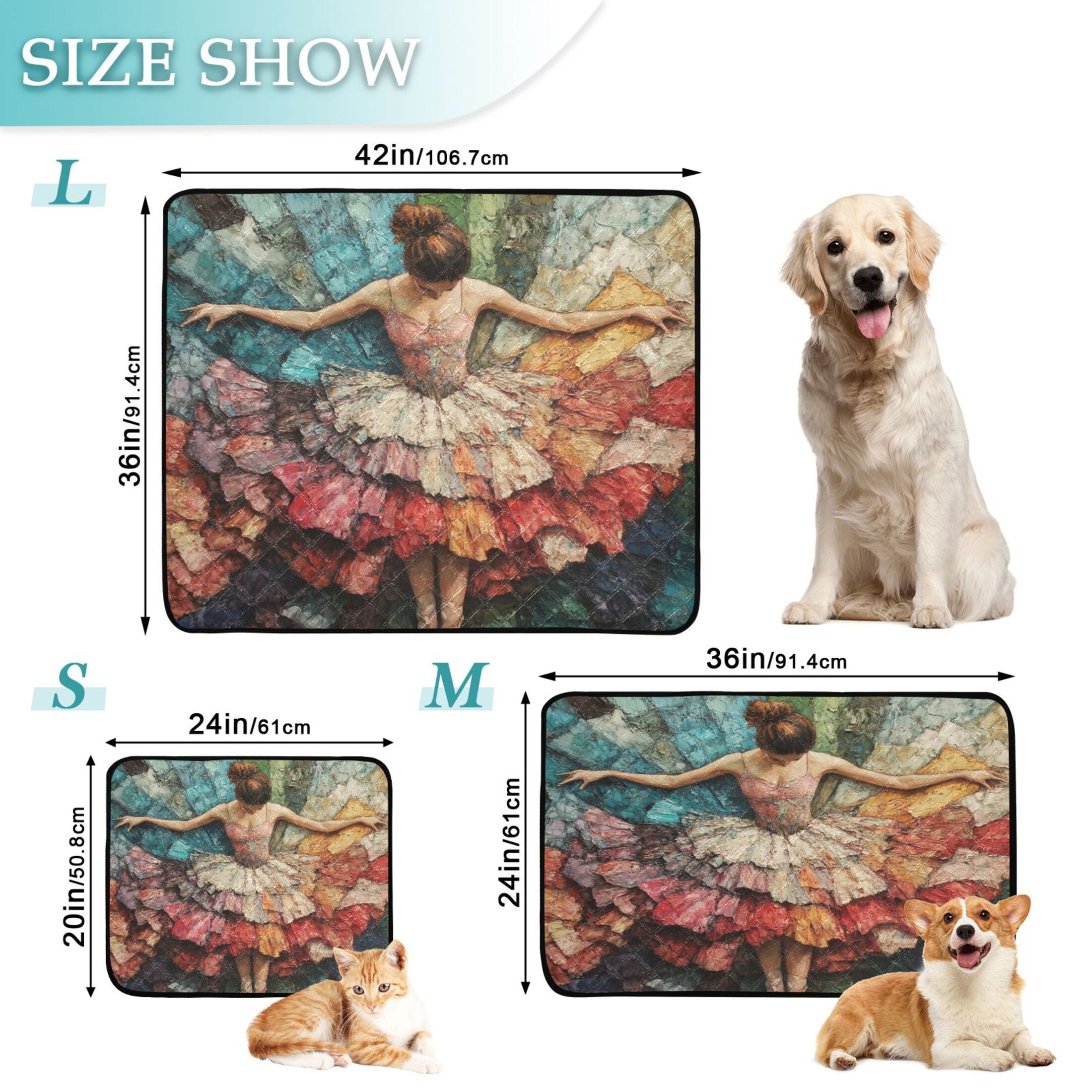 Qxltty The Elegant Ballet Cat litter Pads Pet Set of 2 Diaper Mats Center Anti-leakage Layer Absorbent Soft and Comfortable