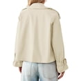 thumbnail image 5 of Long Sleeve Double Breasted Women Casual Trench Coat Crop Jacket, 5 of 6