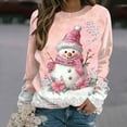 thumbnail image 3 of asdoklhq Winter Sweaters for Women Christmas Fashion Casual Print Round Neck Loose Long Capless Sweatshirt Sleeve Pink L, 3 of 6