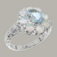 thumbnail image 2 of LBG British Made 18k White Gold Natural Aquamarine & Opal Womens Statement Ring - 33 size options - Size 5, 2 of 8