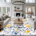 thumbnail image 4 of Vintage Yellow Area&nbsp;Rug 5x7ft Blue Wildflowers Leaves Abstract Botanical Non-Slip&nbsp;Washable Square&nbsp;Rugs Soft Felt Indoor Floor Mat for Bedroom Kitchen Living Room Bathroom, 4 of 9