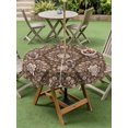 thumbnail image 5 of Outdoor Tablecloth with Umbrella Hole Zipper Brown Flowers Round Tablecloth 60" Waterproof Outside Table Cloth Spring Floral Farmhouse Art Patio Table Cover Tablecloths for Picnic Party, 5 of 8