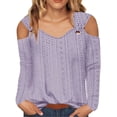 thumbnail image 2 of frariair ​Seasonal Stretch Knit Top Featuring Bodycon Silhouette Ideal For Cool Weather Layering And Effortless Chic Outfits​ Purple, 2 of 5