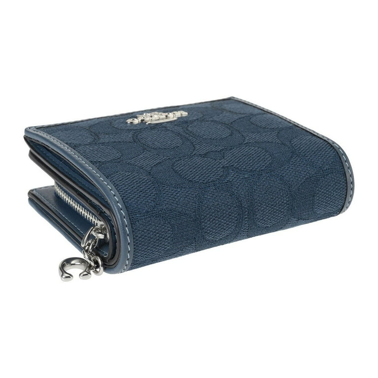 【Coach】Snap Wallet In Signature Canvas/Dark Denim Coach Women's Medium Snap Wallet in Signature Jacquard