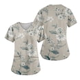 thumbnail image 2 of EHTMSAK Scrub Tops Womens Plus with Pocket Floral Working Uniform Short Sleeve V Neck Workwear Blouse T-Shirt with Pockets on Clearance Gray L, 2 of 7