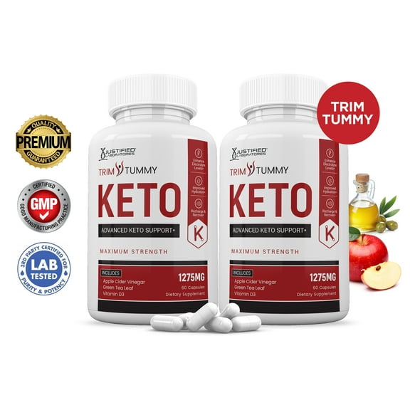 (2 Pack) Trim Tummy Keto ACV Pills 1275mg Alternative to Gummies Dietary Supplement 120 Capsules