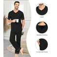 thumbnail image 6 of ANLIQI Soft v-neck Top Short Sleeve & Bottom Pants with Pockets Men's Loungewear Sets Men's 100% Cotton Pajama Set (B_XL_NEW), 6 of 7
