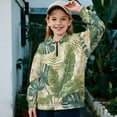 thumbnail image 2 of Uorisanigo Kids Girls Half Zip Pullover Sweatshirt Drop Shoulder Tropical Monstera Long Sleeve Workout Shirts Loose Quarter Zipper Cropped Sweatshirt Fashion Fall Winter Clothing, 2 of 7