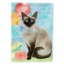 Carolines Treasures CK3174GF Siamese Happy Birthday Flag Garden Size Small multicolor