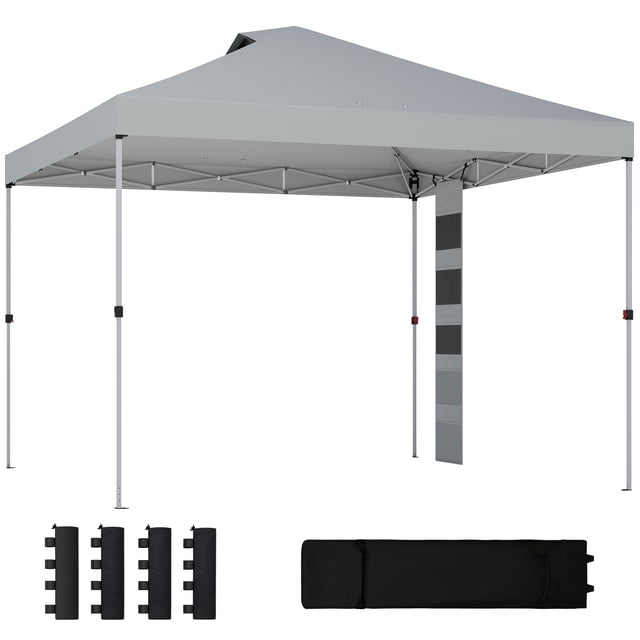 Outsunny 9.6 x 9.6 ft Pop Up Canopy Tent with Pockets, 1-Button Push