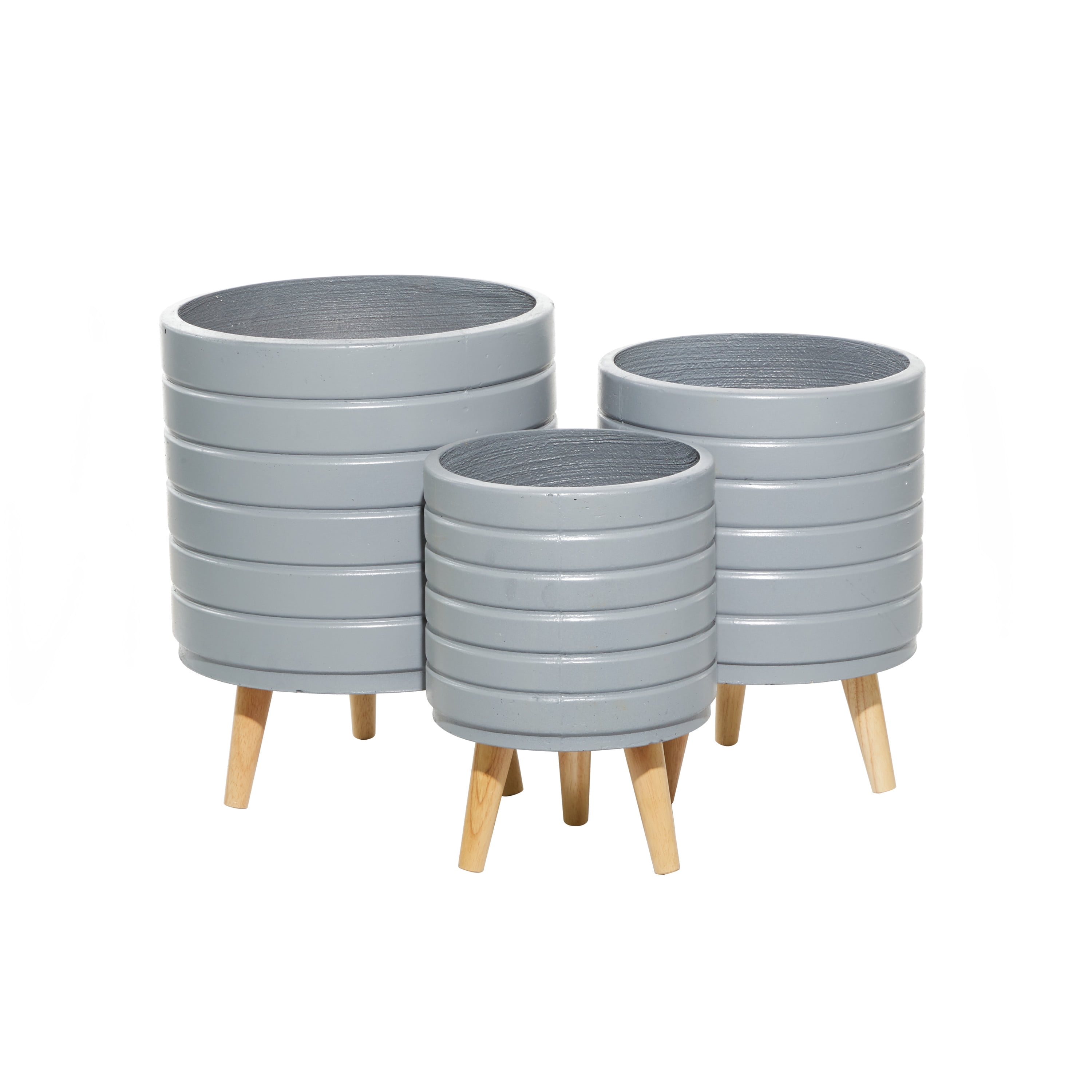 DecMode 10 In. Planter, MGO, Grey, 3 - Pieces
