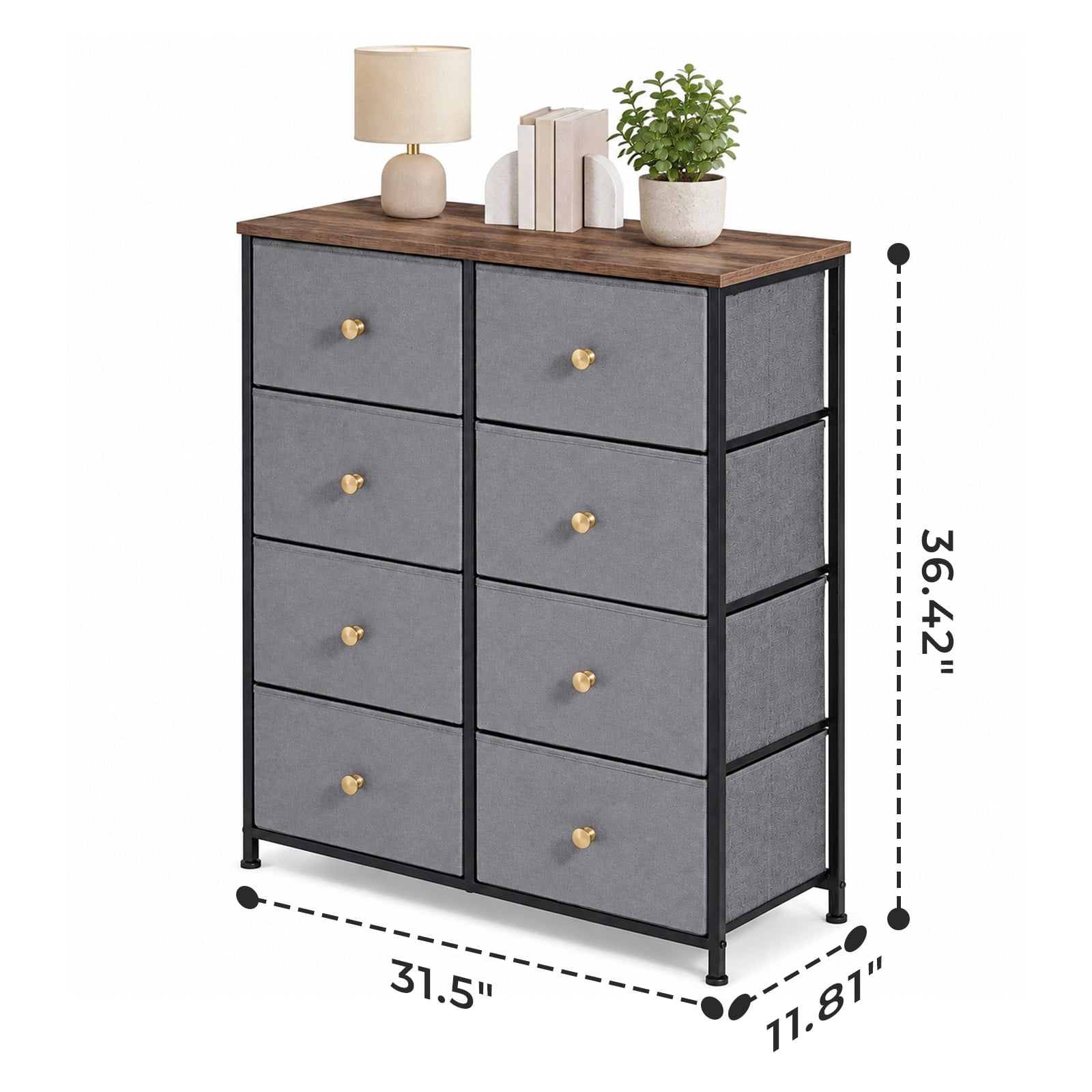 Alvantor 8/9 Drawer Fabric Dresser, Storage Tower for Bedroom and Closet, Chest of Drawers with Sturdy Steel Frame & Wooden Top for Living Room, Entryway