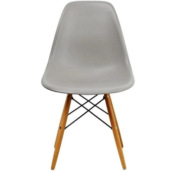 Gray Plastic with Fiberglass Chair Wood Legs with Metal Core Set of 2