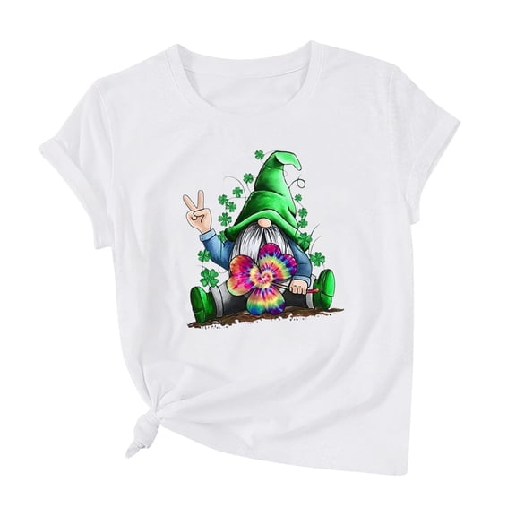Rutainlusire Womens Tops Clearance Women Casual St. Patrick's Day Printed Cotton Short Sleeve T-Shirt Tops Tees