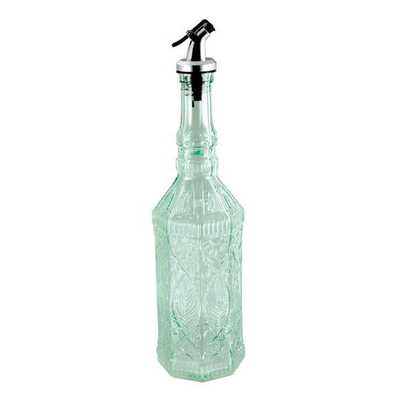 Grant Howard 22 oz Gaudi Embossed Glass Oil & Vinegar Cruet with Pourer – Decorative Kitchen Bottle
