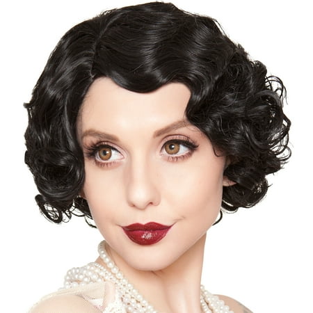 Rockstar Wigs Black Finger Wave Flapper Wig, Halloween Costumes Accessory, For Adults, One Size