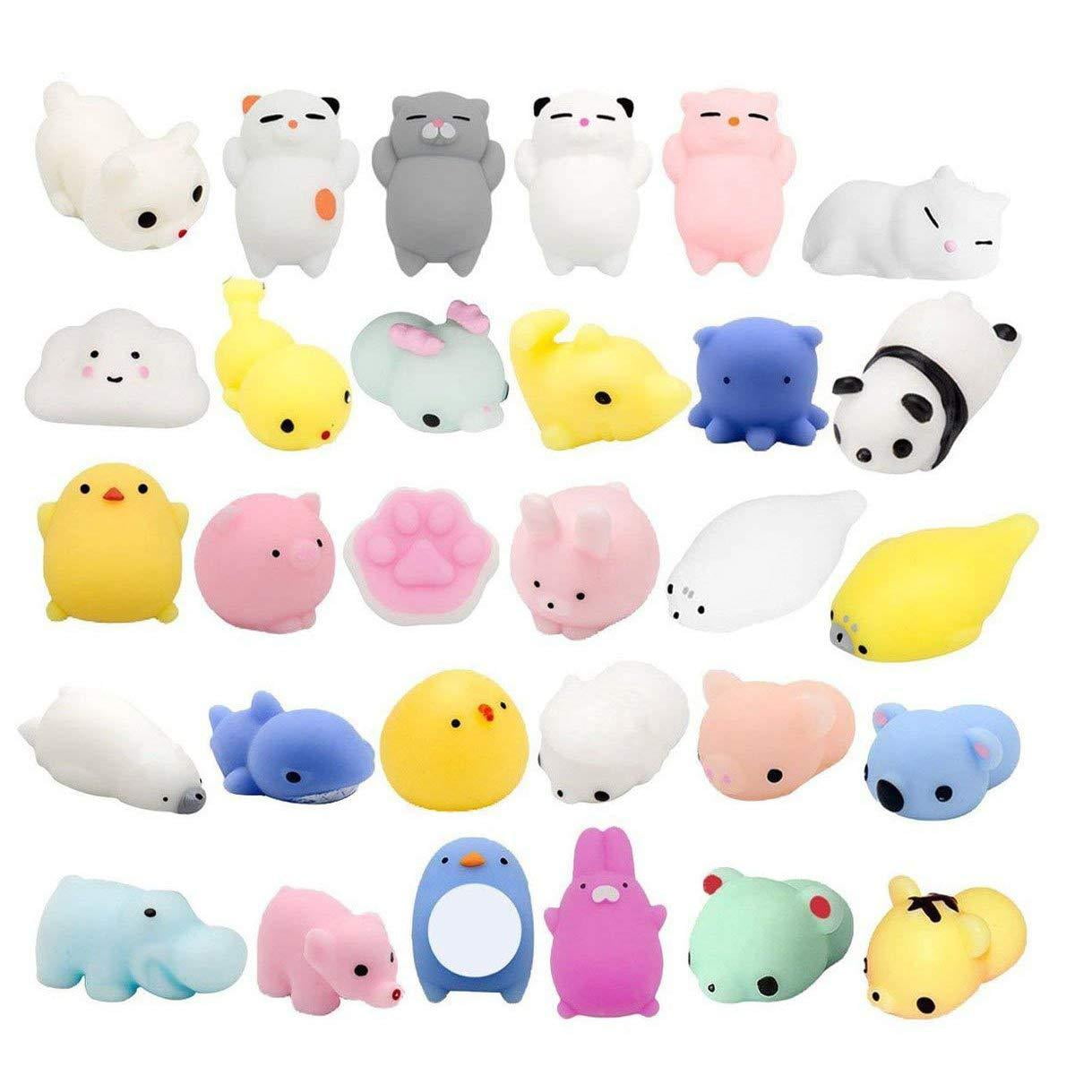 Fstop Labs 30PCS Mochi Squishy Animal Stress Toys, Mini Animal Squishy