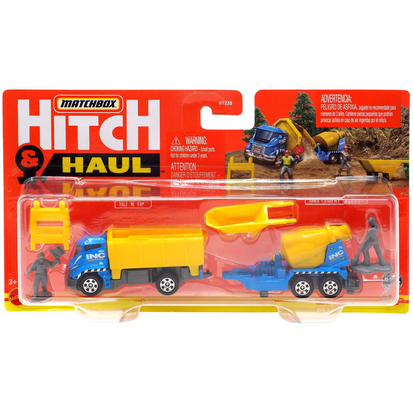 Mattel Matchbox Hitch N' Haul Snow Thrasher, MBX Snowmobile