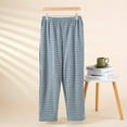 thumbnail image 4 of Plaid Pajama Pants for Men Couples Lounge Pants Winter Warm Plush Lined Sleepwear Elastic Cozy Unisex Home PJ Pants Grey M, 4 of 5