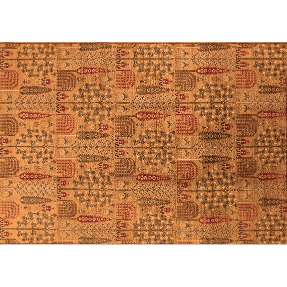 Ahgly Company Indoor Rectangle Oriental Orange Industrial Area Rugs, 5' x 7'