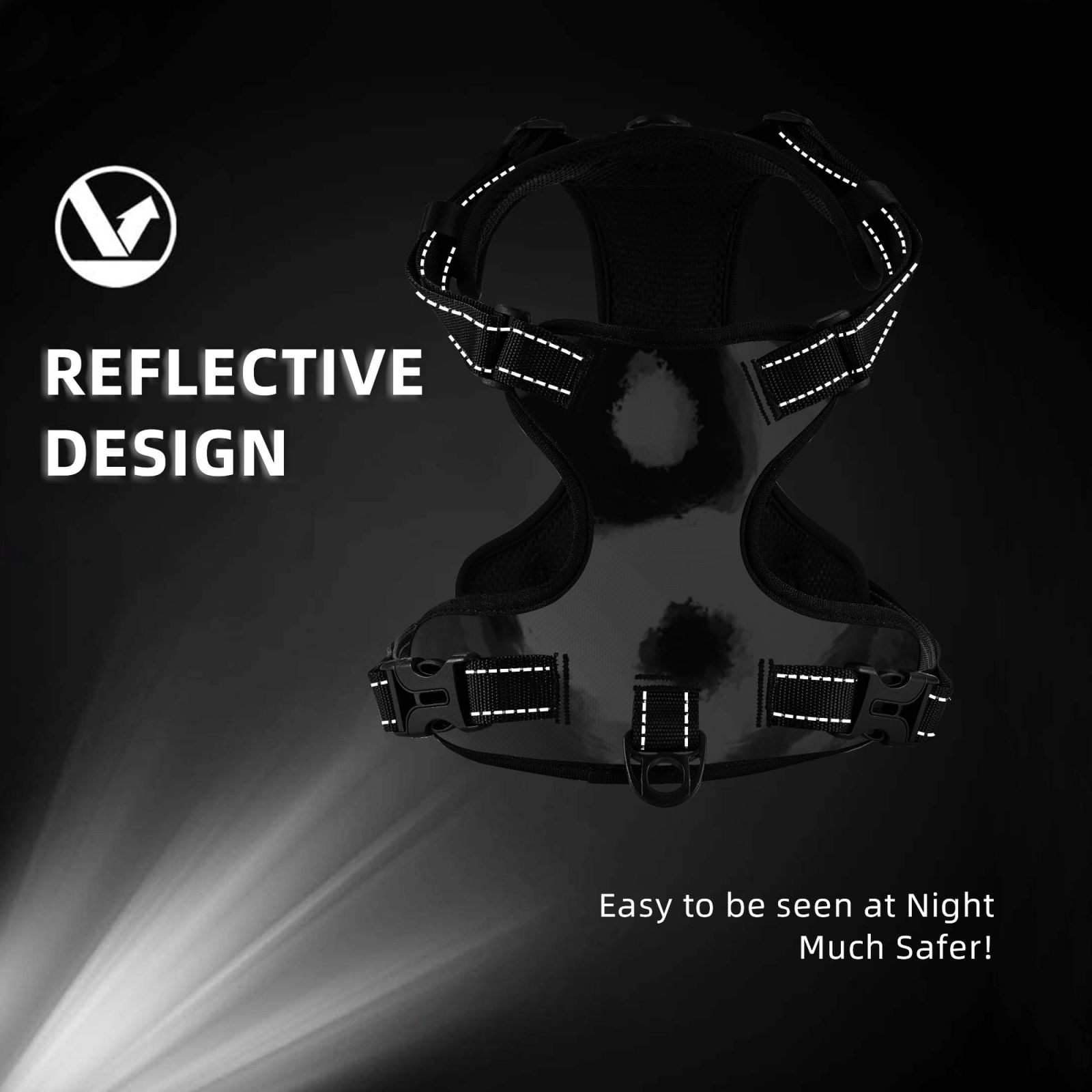Vsdgher Yin And Yang Dog Harness, No-Pull Pet Harness, Dog Vest, Pet Vest for Small to Large Dogs-Large