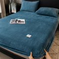 1PC Soft Warm Plush Fitted Sheet Elastic Mattress Cover Fluffy Coral
