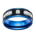 thumbnail image 7 of Black Blue Plated Matte 8mm Titanium Steel Mens Ring Men Wedding Band AAA CZ Man Ring, 7 of 7