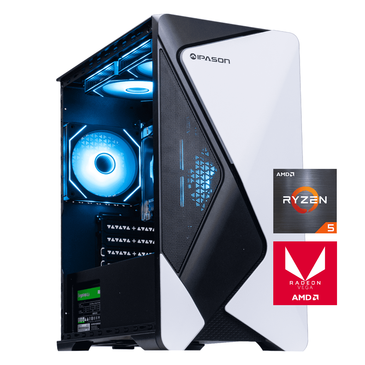 IPASON Gaming PC: Ryzen 5 5600G, AMD Radeon GPU, 16GB DDR4 IPASON Gaming PC: Ryzen 5 5600G, AMD Radeon GPU, 16GB DDR4
