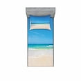 thumbnail image 2 of Ambesonne Nature Fitted Sheet & Pillow Sham Set, Paradise Sunny Sky Scene, Queen, Cream Blue, 2 of 3