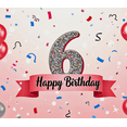 thumbnail image 4 of Sparkly Number 6 Happy Birthday Banner with Balloon and Star Elements Party Backdrop Background for Birthday Party Decorations Photography Props and Event Decors, 4 of 8
