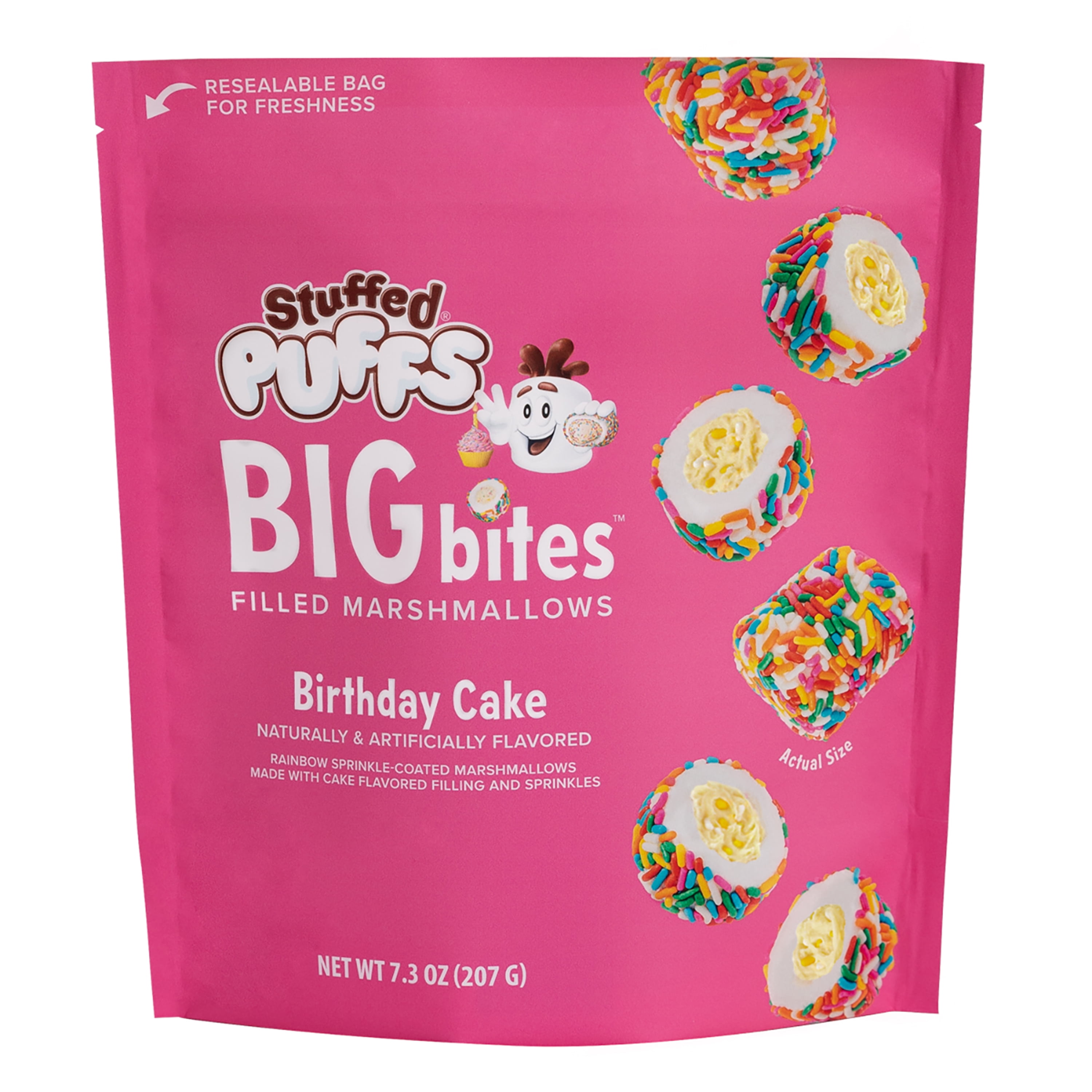 Stuffed Puffs Big Bites Birthday Cake Filled Marshmallows, 7.3 oz