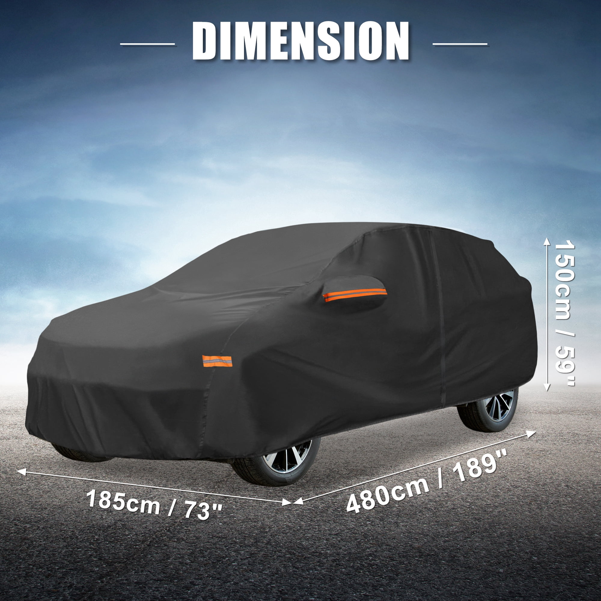 Unique Bargains 210D-PU Car Cover Black for Honda CRV 1995-2025 189"x73"x59"