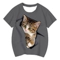 thumbnail image 2 of Girls' Tops Cute Cat Graphic Print Short Sleeve Tee Soft Casual Girls Clothes Grey 10-11 Years, 2 of 4