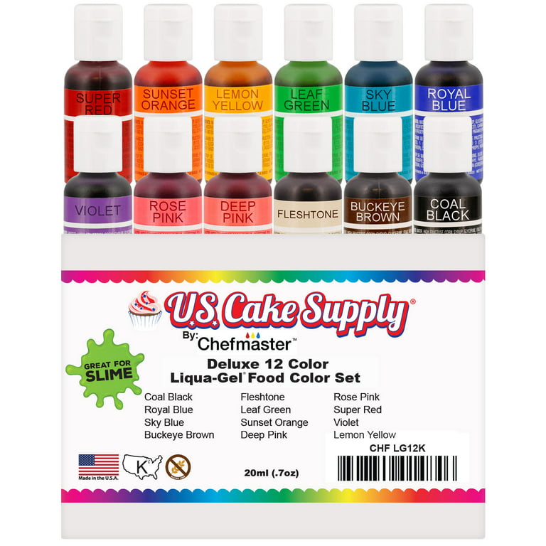 U.S. Art Supply 12 Color Liqua-Gel Slime Making Food Coloring Dye Kit -  Non-Toxic, Food Grade