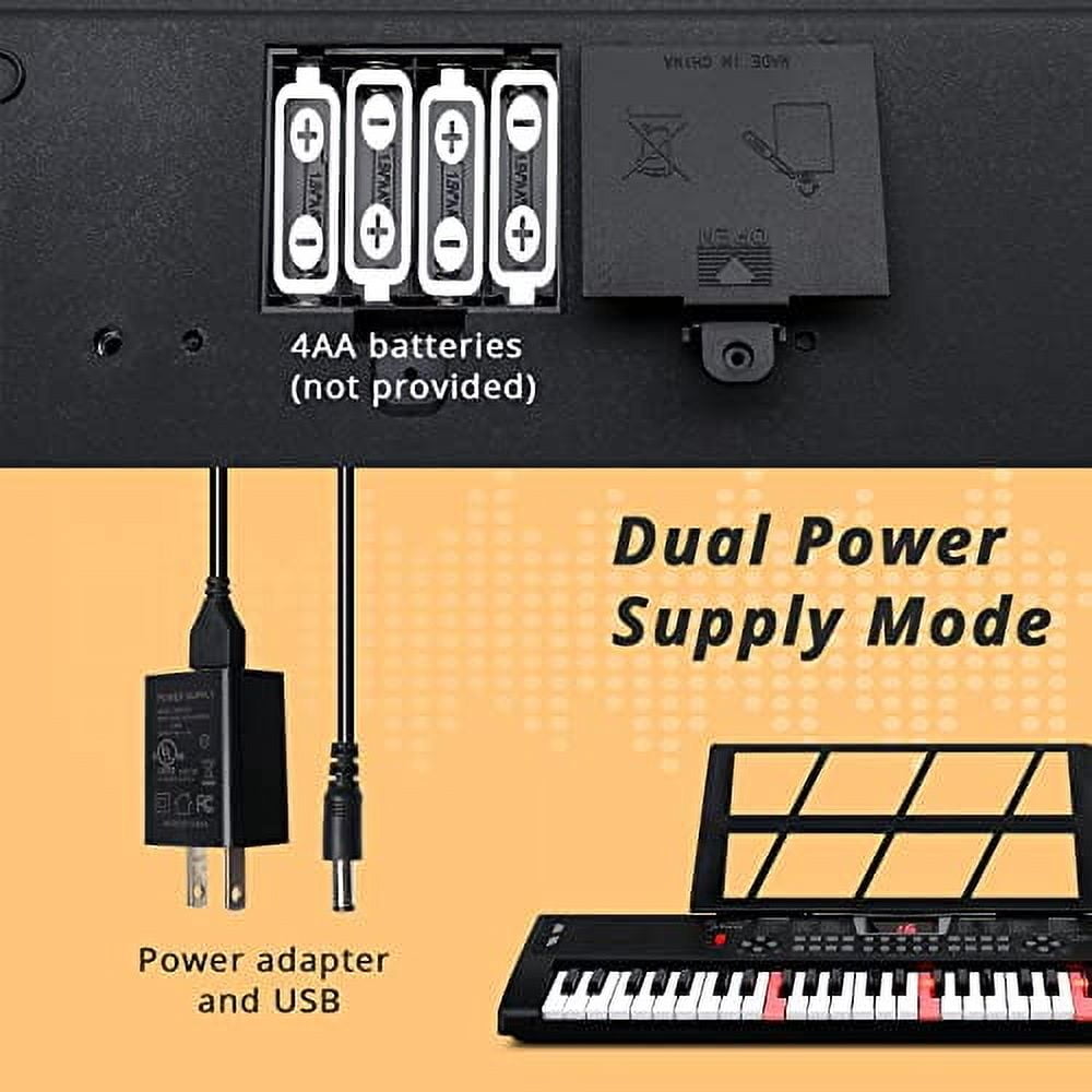 GLARRY 54 Lighted Keys Electric Keyboard Piano for Beginners Portable Music Keyboard Baby with Music Stand, Microphone, Power Supply, Headphone