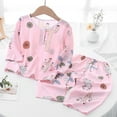 thumbnail image 2 of Agkizg Toddler Baby Boys and Girls Summer Pajama Sets,Sleepwear for Kids,Children's Cute Printed Home Button Long Sleeved Long Pants Two-piece Set Long Sleeved Round Neck Top Set Pink 2 Years, 2 of 3