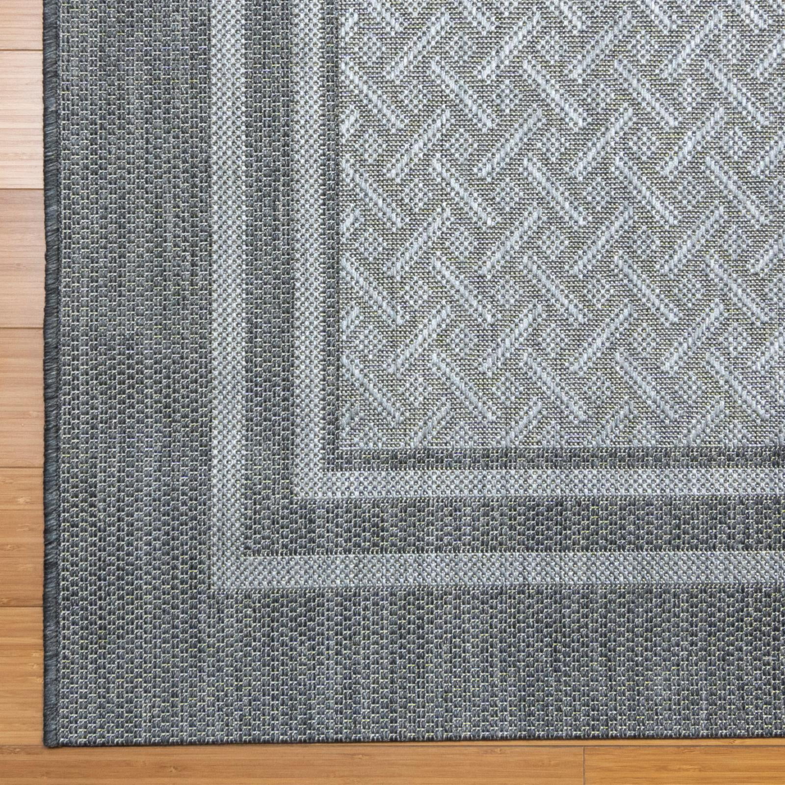 Gertmenian Paseo Soroa Modern Border Black White Outdoor Area Rug, 8x10