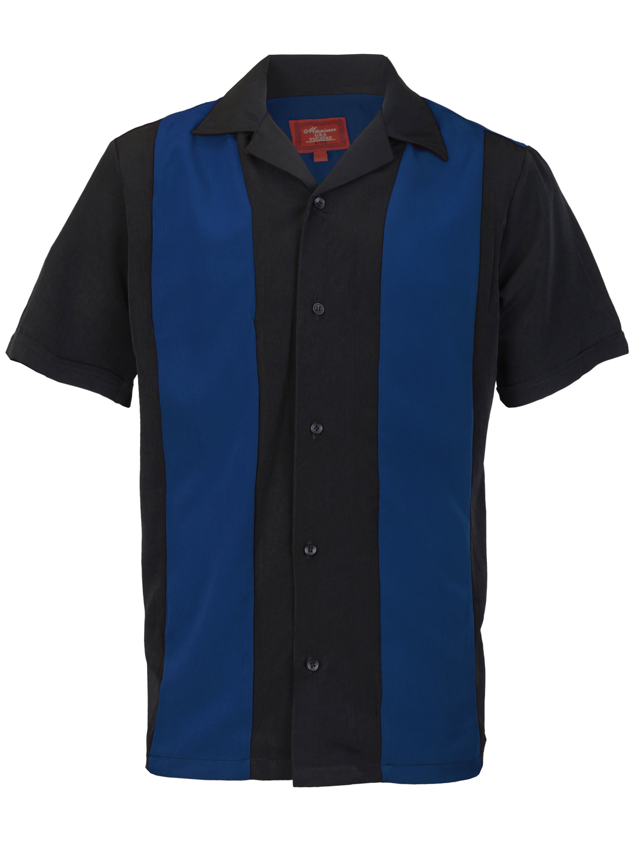 Maximos - Men's Two Tone Bowling Casual Dress Shirt (Royal Blue / Black ...