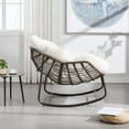thumbnail image 3 of Outdoor Rattan Rocking Chair with Padded Cushion, Oversized Rocking Papasan Chair, Papasan Recliner Chair, Rocking Egg Chair  for Front Porch, Living Room, Patio, Garden, White, 3 of 9